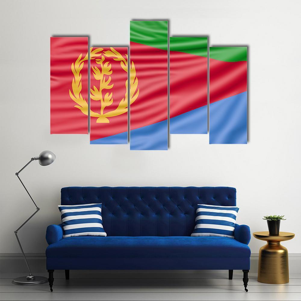 Flag Of Eritrea Canvas Wall Art-5 Pop-Gallery Wrap-47" x 32"-Tiaracle
