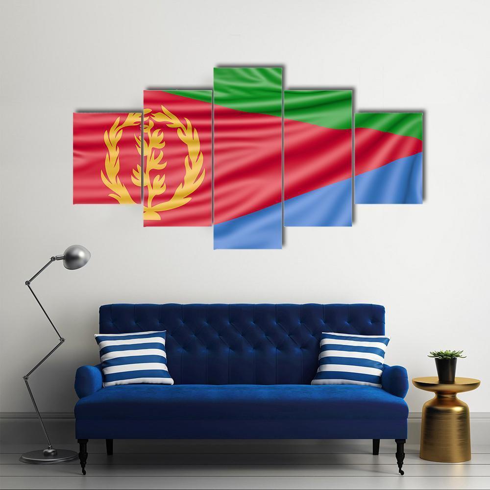 Flag Of Eritrea Canvas Wall Art-5 Pop-Gallery Wrap-47" x 32"-Tiaracle