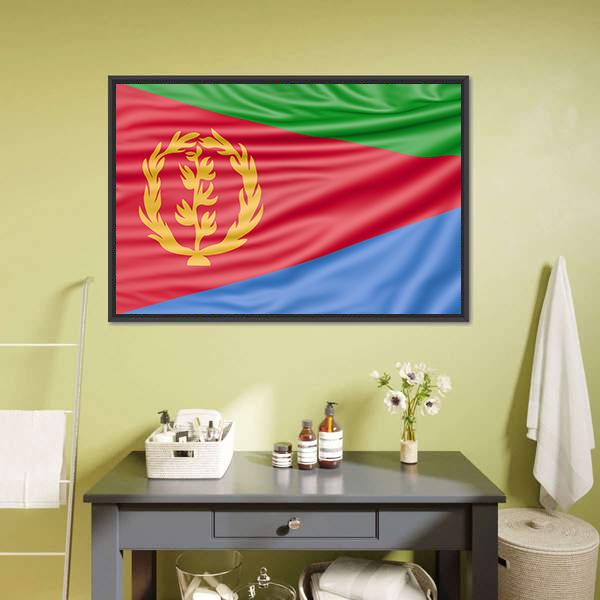 Flag Of Eritrea Canvas Wall Art-1 Piece-Floating Frame-24" x 16"-Tiaracle