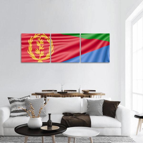 Flag Of Eritrea Panoramic Canvas Wall Art-3 Piece-25" x 08"-Tiaracle