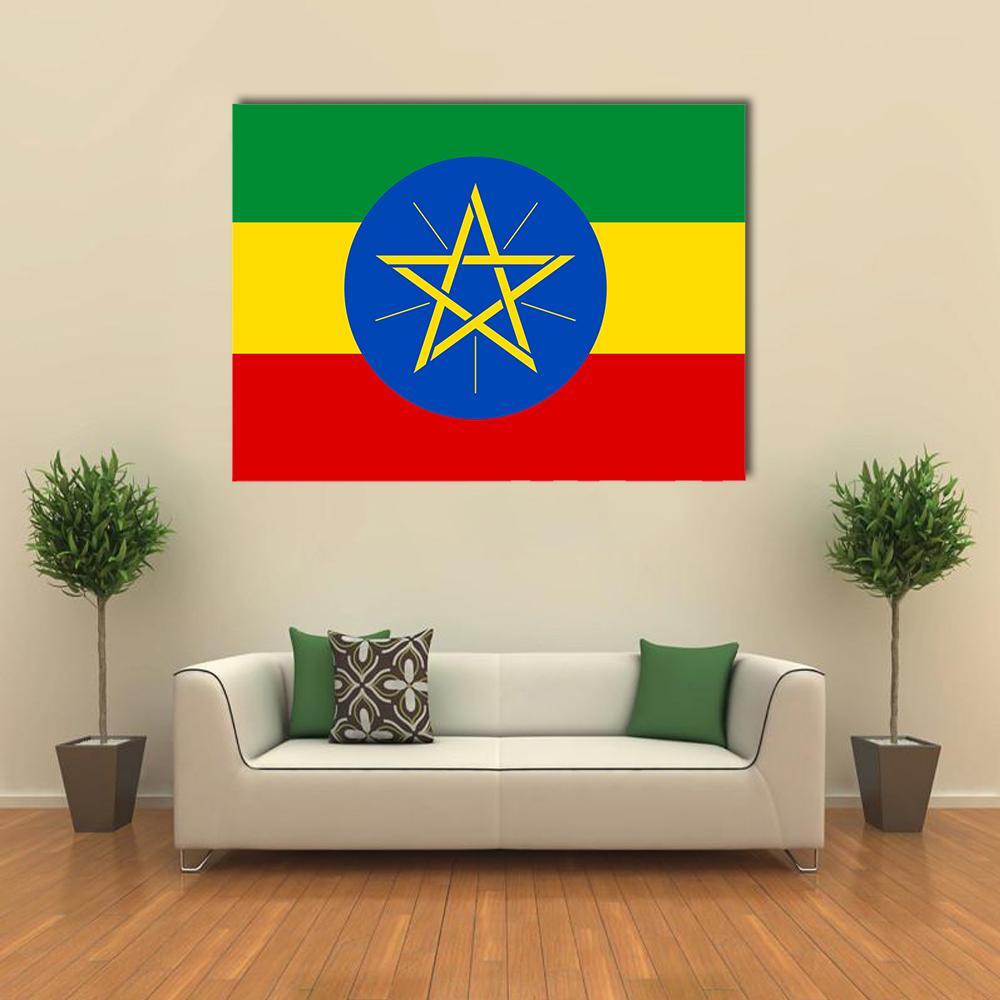 Flag Of Ethiopia Canvas Wall Art-1 Piece-Gallery Wrap-36" x 24"-Tiaracle