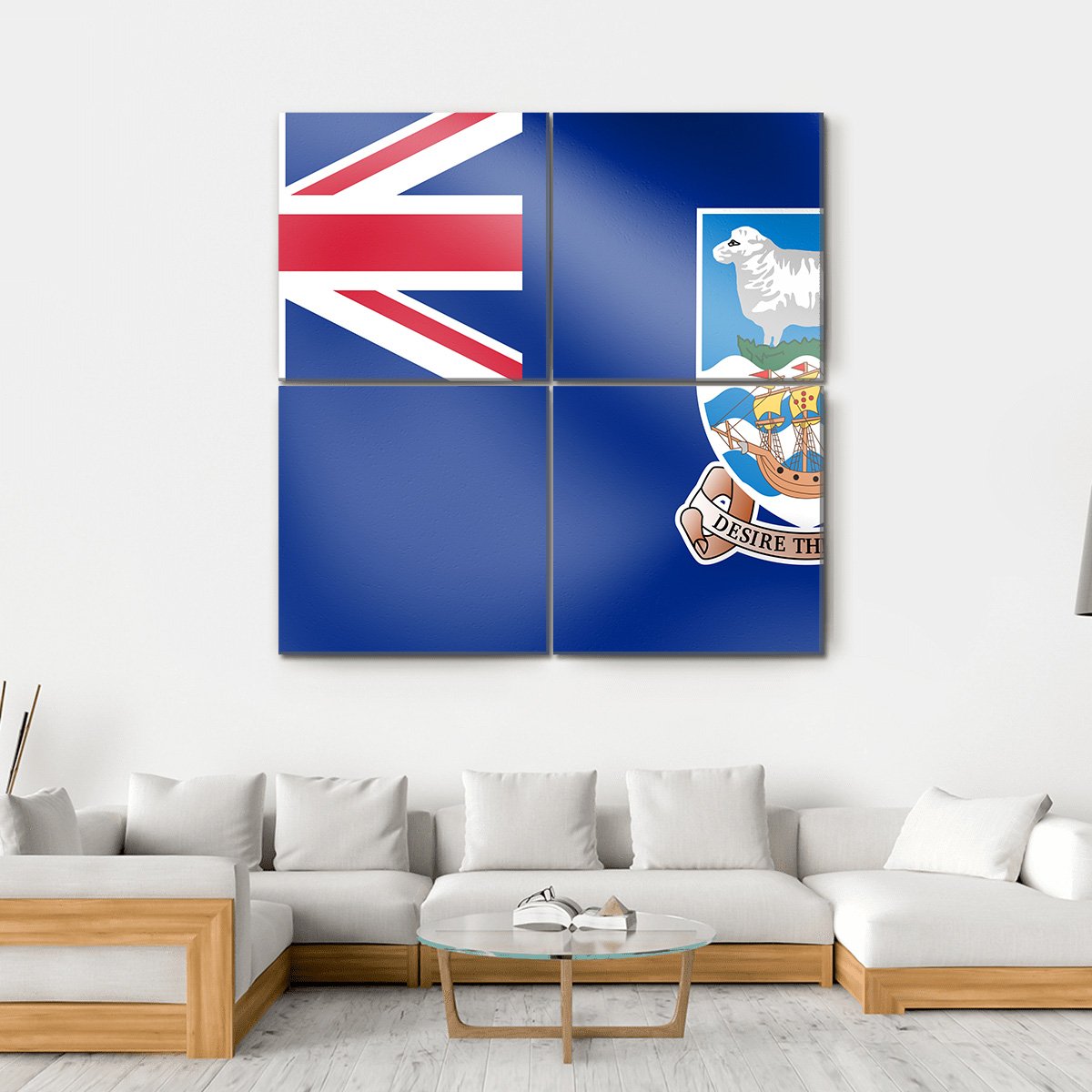 Flag Of Falkland Island Canvas Wall Art-4 Square-Gallery Wrap-17" x 17"-Tiaracle