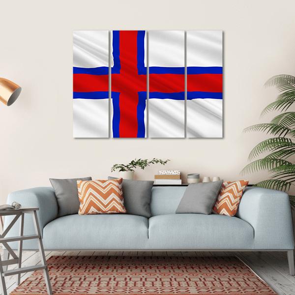 Flag Of Faroe Islands Canvas Wall Art-4 Horizontal-Gallery Wrap-34" x 24"-Tiaracle