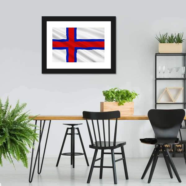Flag Of Faroe Islands Canvas Wall Art-5 Horizontal-Gallery Wrap-22" x 12"-Tiaracle
