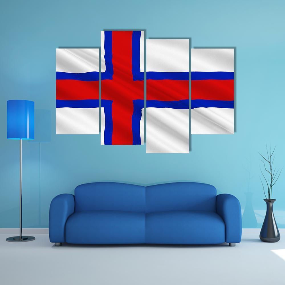 Flag Of Faroe Islands Canvas Wall Art-4 Pop-Gallery Wrap-50" x 32"-Tiaracle