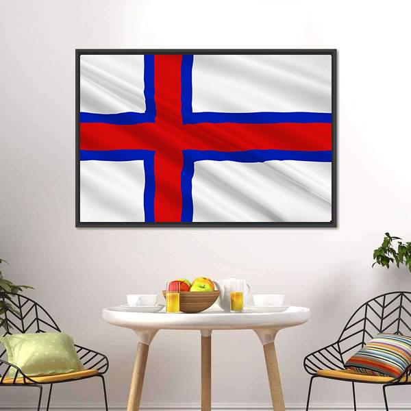 Flag Of Faroe Islands Canvas Wall Art-3 Horizontal-Gallery Wrap-25" x 16"-Tiaracle