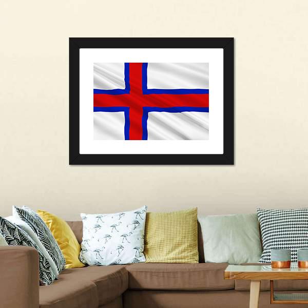 Flag Of Faroe Islands Canvas Wall Art-3 Horizontal-Gallery Wrap-25" x 16"-Tiaracle