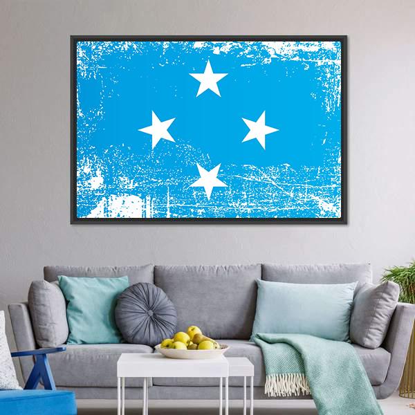Flag Of Federated States Of Micronesia Canvas Wall Art-3 Horizontal-Gallery Wrap-25" x 16"-Tiaracle