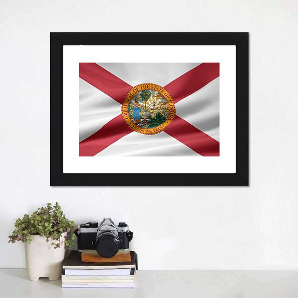 Flag Of Florida Canvas Wall Art-1 Piece-Framed Print-20" x 16"-Tiaracle