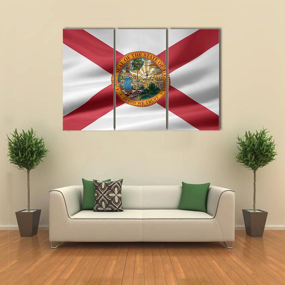 Flag Of Florida Canvas Wall Art-3 Horizontal-Gallery Wrap-37" x 24"-Tiaracle
