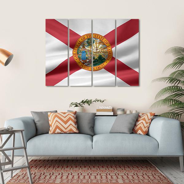 Flag Of Florida Canvas Wall Art-4 Horizontal-Gallery Wrap-34" x 24"-Tiaracle