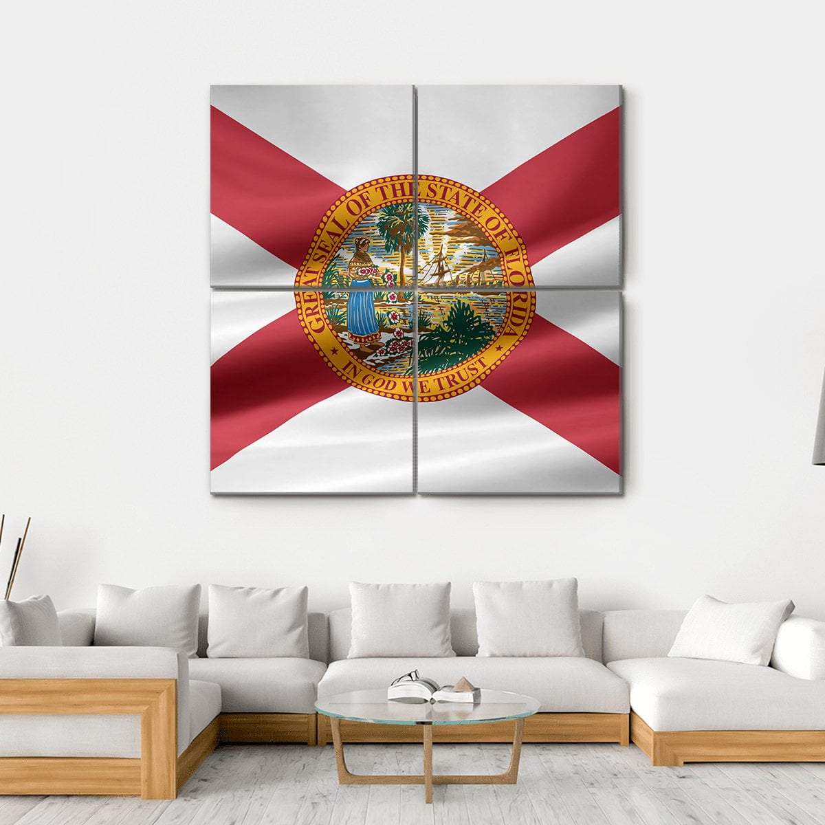 Flag Of Florida Canvas Wall Art-4 Square-Gallery Wrap-17" x 17"-Tiaracle