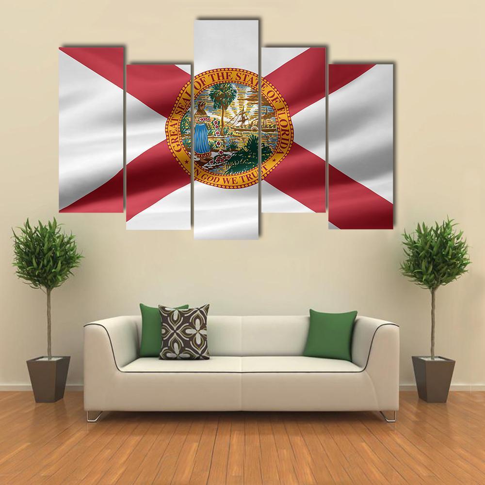 Flag Of Florida Canvas Wall Art-5 Pop-Gallery Wrap-47" x 32"-Tiaracle