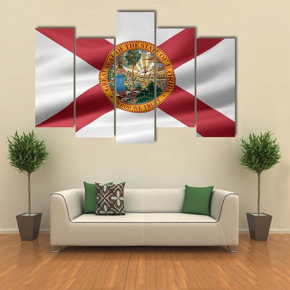 Flag Of Florida Canvas Wall Art-3 Horizontal-Gallery Wrap-37" x 24"-Tiaracle
