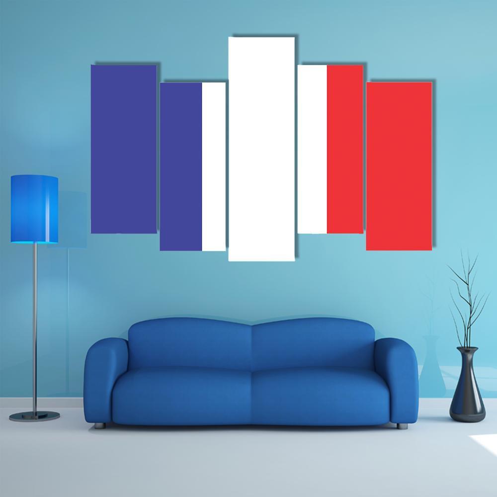 Flag Of France Canvas Wall Art-5 Pop-Gallery Wrap-47" x 32"-Tiaracle