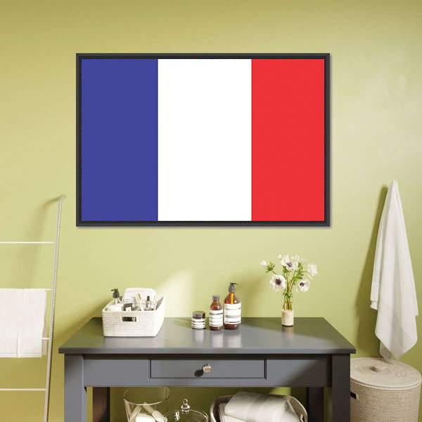 Flag Of France Canvas Wall Art-1 Piece-Floating Frame-24" x 16"-Tiaracle