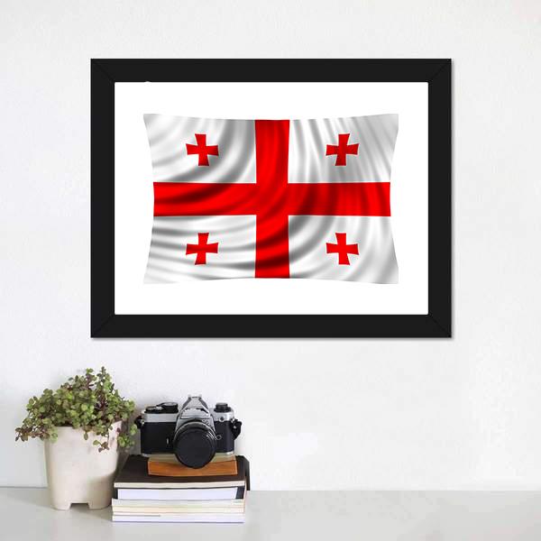 Flag Of Georgia Canvas Wall Art-1 Piece-Framed Print-20" x 16"-Tiaracle