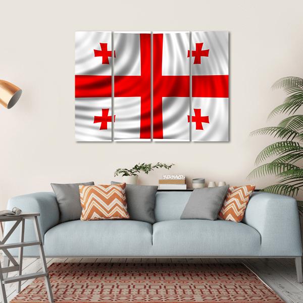 Flag Of Georgia Canvas Wall Art-4 Horizontal-Gallery Wrap-34" x 24"-Tiaracle