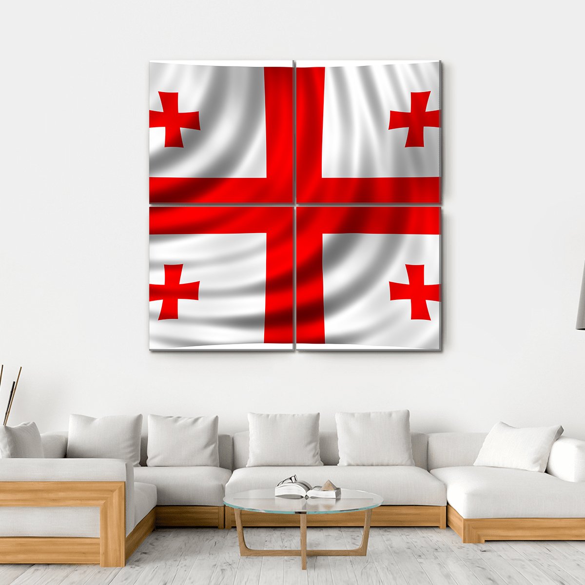 Flag Of Georgia Canvas Wall Art-4 Square-Gallery Wrap-17" x 17"-Tiaracle