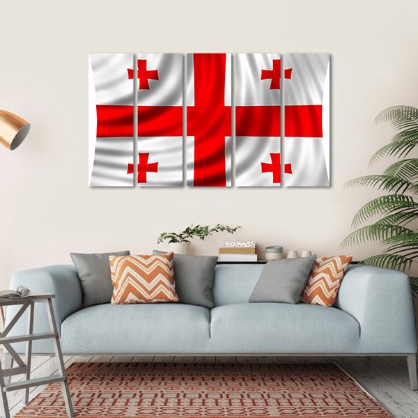 Flag Of Georgia Canvas Wall Art-5 Horizontal-Gallery Wrap-22" x 12"-Tiaracle