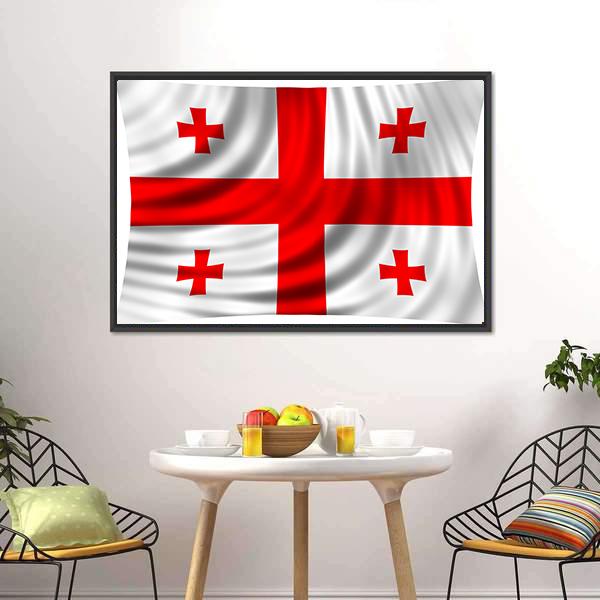 Flag Of Georgia Canvas Wall Art-3 Horizontal-Gallery Wrap-25" x 16"-Tiaracle
