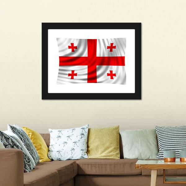 Flag Of Georgia Canvas Wall Art-3 Horizontal-Gallery Wrap-25" x 16"-Tiaracle