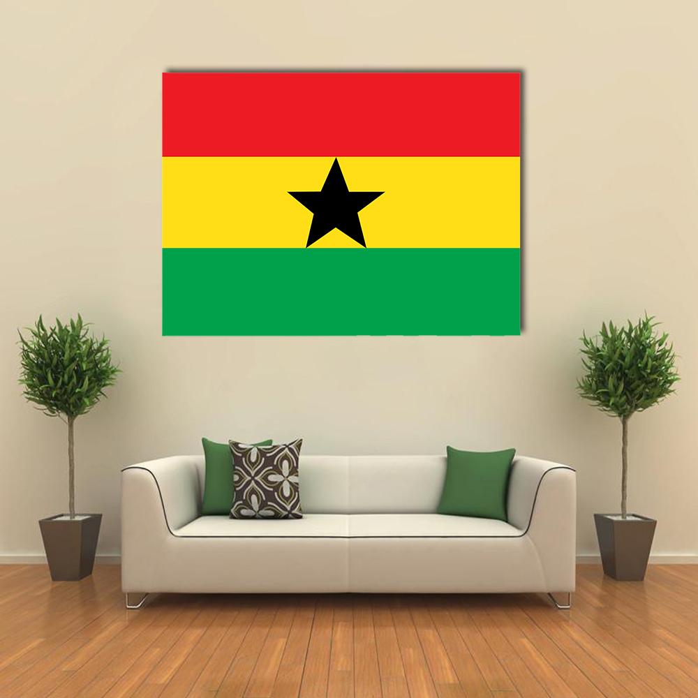 Flag Of Ghana Canvas Wall Art-1 Piece-Gallery Wrap-36" x 24"-Tiaracle