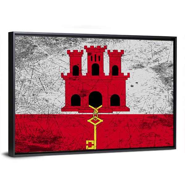 Flag Of Gibraltar Canvas Wall Art-5 Horizontal-Gallery Wrap-22" x 12"-Tiaracle