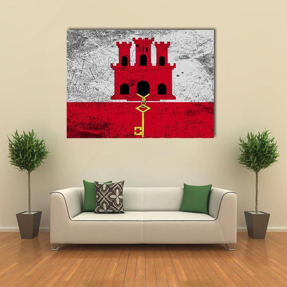 Flag Of Gibraltar Canvas Wall Art-5 Horizontal-Gallery Wrap-22" x 12"-Tiaracle