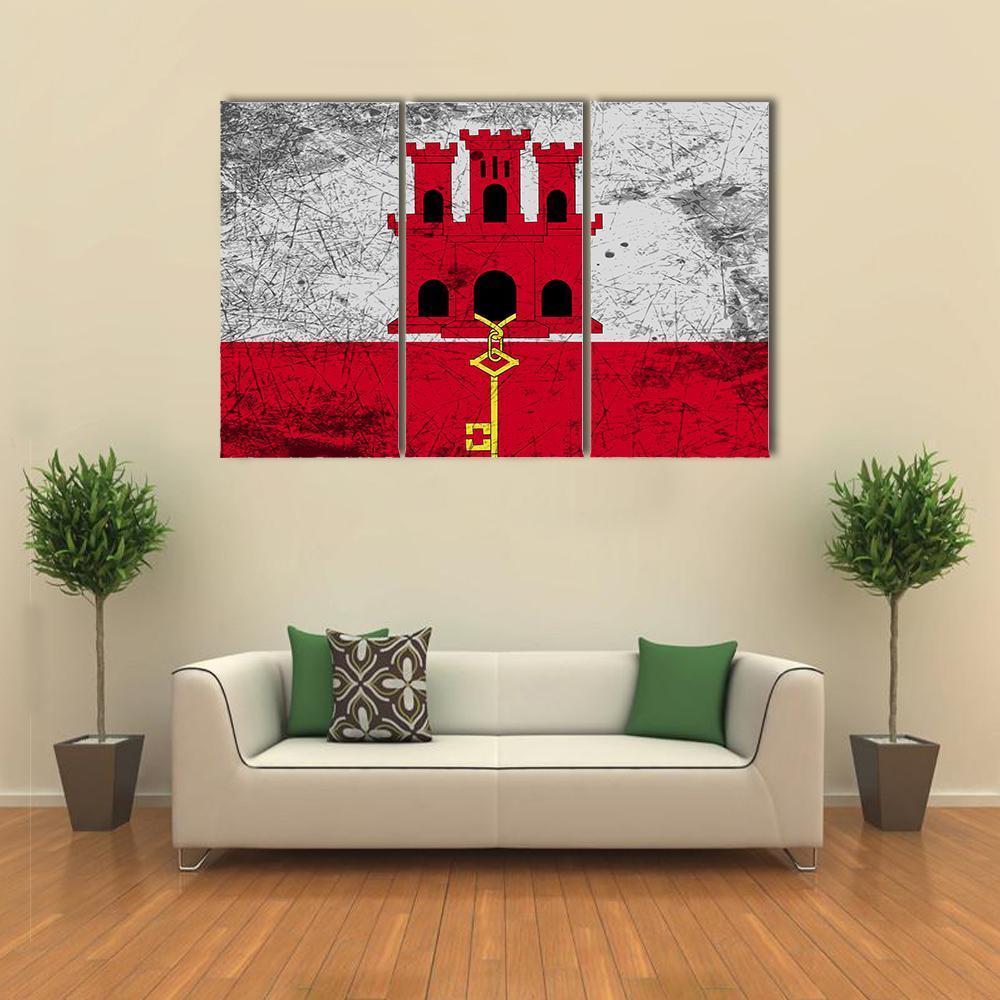 Flag Of Gibraltar Canvas Wall Art-3 Horizontal-Gallery Wrap-37" x 24"-Tiaracle