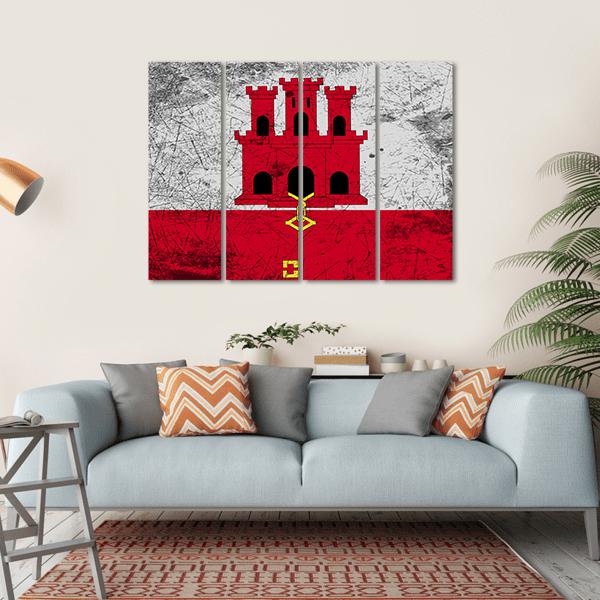 Flag Of Gibraltar Canvas Wall Art-4 Horizontal-Gallery Wrap-34" x 24"-Tiaracle