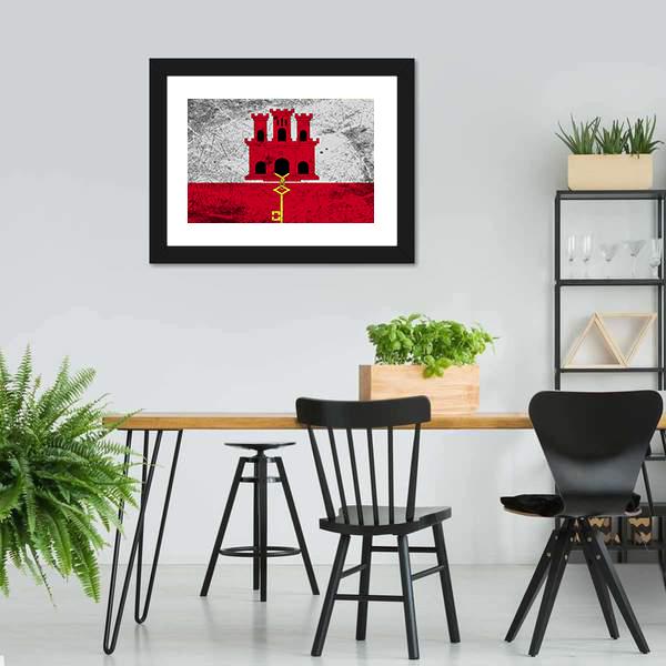 Flag Of Gibraltar Canvas Wall Art-3 Horizontal-Gallery Wrap-25" x 16"-Tiaracle