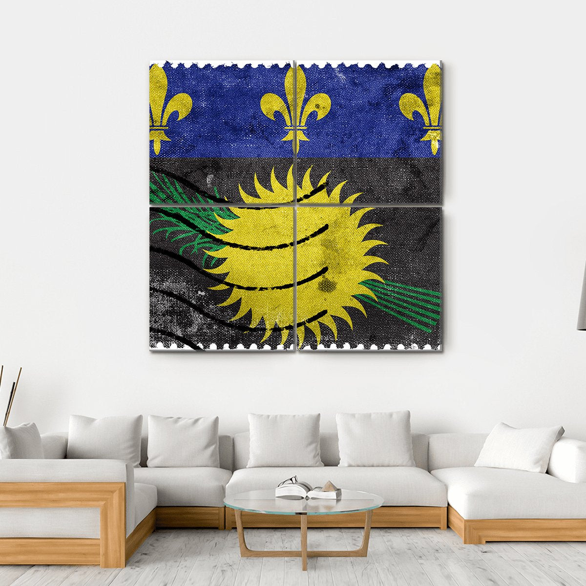 Flag Of Guadeloupe France Canvas Wall Art-4 Square-Gallery Wrap-17" x 17"-Tiaracle