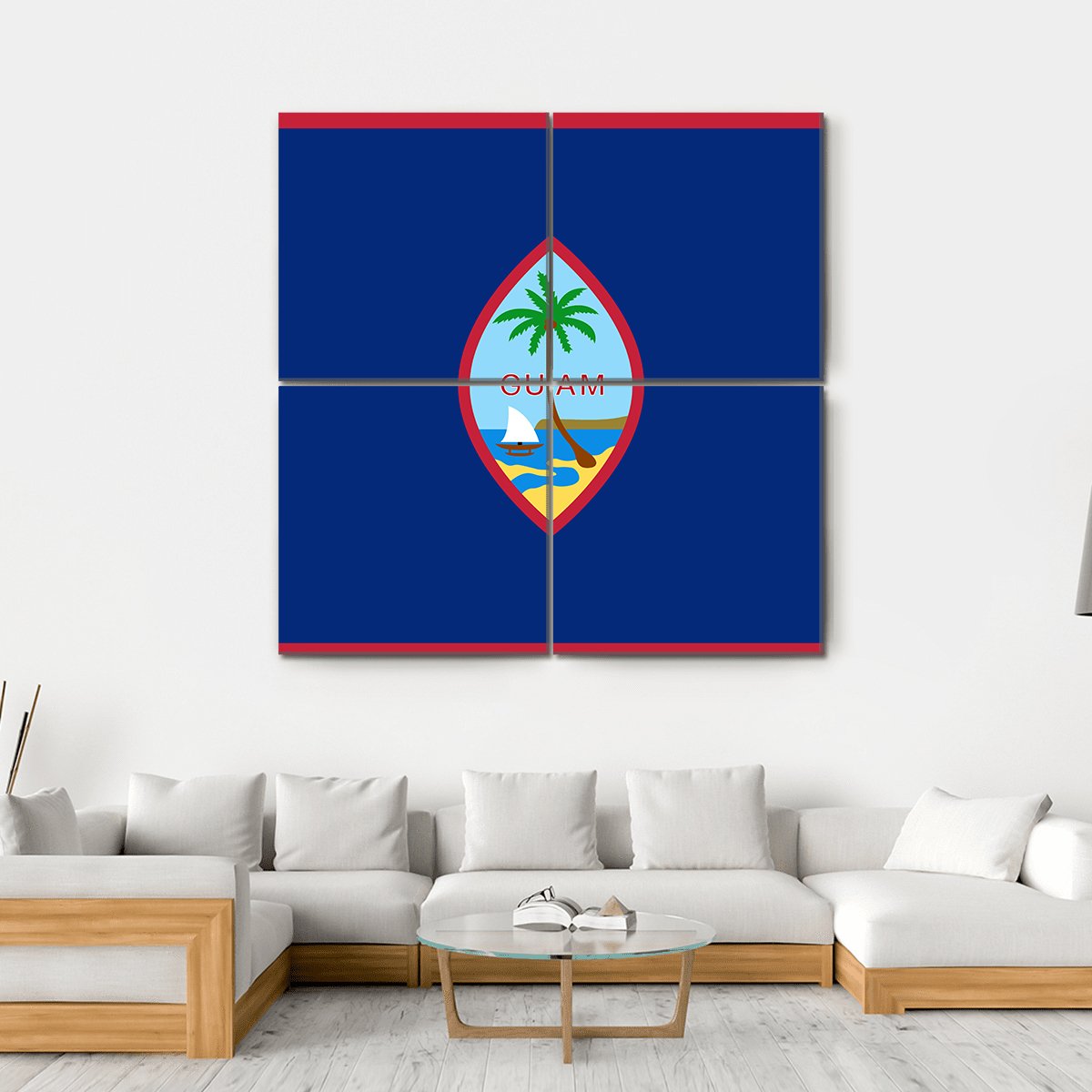 Flag Of Guam Canvas Wall Art-4 Square-Gallery Wrap-17" x 17"-Tiaracle