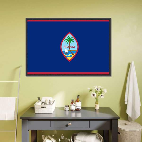 Flag Of Guam Canvas Wall Art-1 Piece-Floating Frame-24" x 16"-Tiaracle