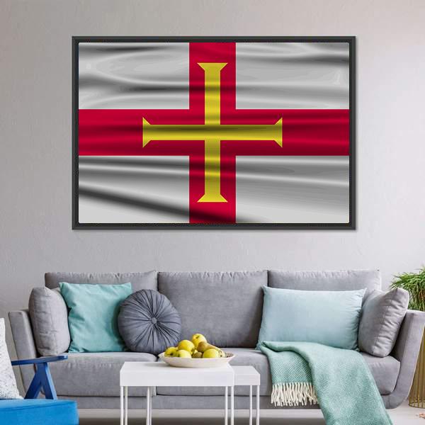 Flag Of Guernsey Canvas Wall Art-5 Horizontal-Gallery Wrap-22" x 12"-Tiaracle