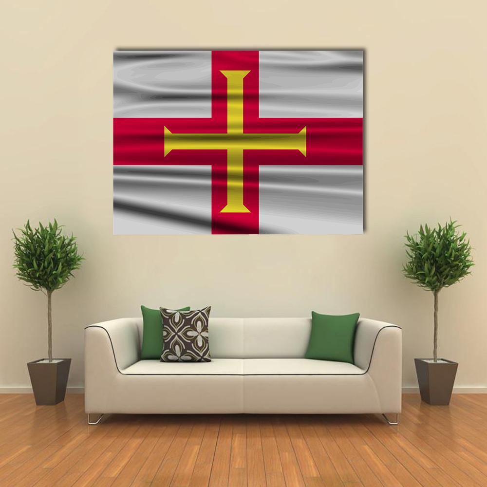 Flag Of Guernsey Canvas Wall Art-1 Piece-Gallery Wrap-36" x 24"-Tiaracle