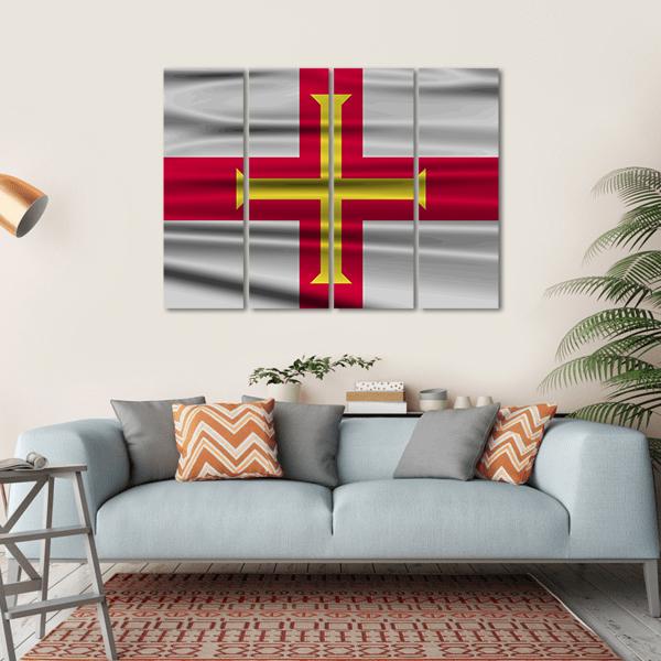 Flag Of Guernsey Canvas Wall Art-4 Horizontal-Gallery Wrap-34" x 24"-Tiaracle