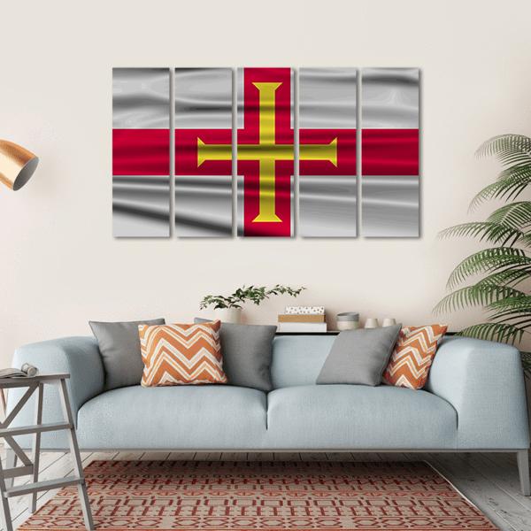 Flag Of Guernsey Canvas Wall Art-5 Horizontal-Gallery Wrap-22" x 12"-Tiaracle