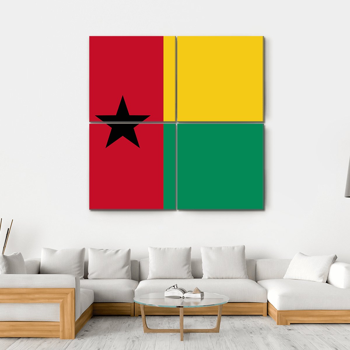 Flag Of Guinea Bissau Canvas Wall Art-4 Square-Gallery Wrap-17" x 17"-Tiaracle