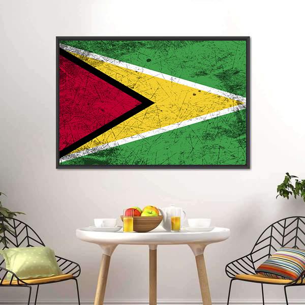 Flag Of Guyana Canvas Wall Art-5 Horizontal-Gallery Wrap-22" x 12"-Tiaracle