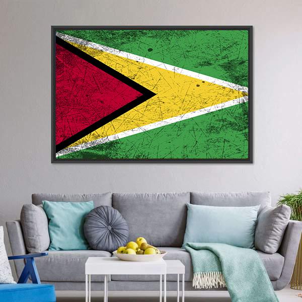 Flag Of Guyana Canvas Wall Art-5 Horizontal-Gallery Wrap-22" x 12"-Tiaracle