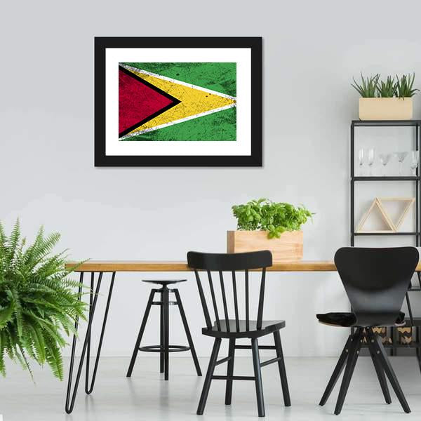 Flag Of Guyana Canvas Wall Art-5 Horizontal-Gallery Wrap-22" x 12"-Tiaracle