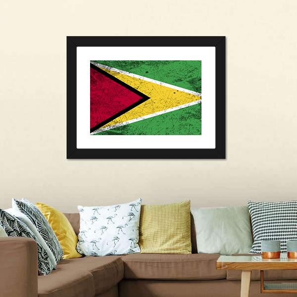 Flag Of Guyana Canvas Wall Art-5 Horizontal-Gallery Wrap-22" x 12"-Tiaracle