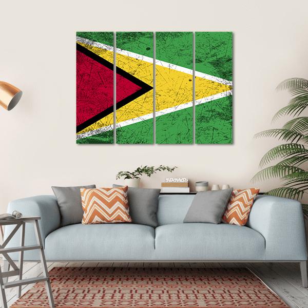 Flag Of Guyana Canvas Wall Art-4 Horizontal-Gallery Wrap-34" x 24"-Tiaracle