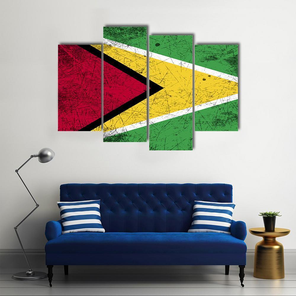 Flag Of Guyana Canvas Wall Art-4 Pop-Gallery Wrap-50" x 32"-Tiaracle