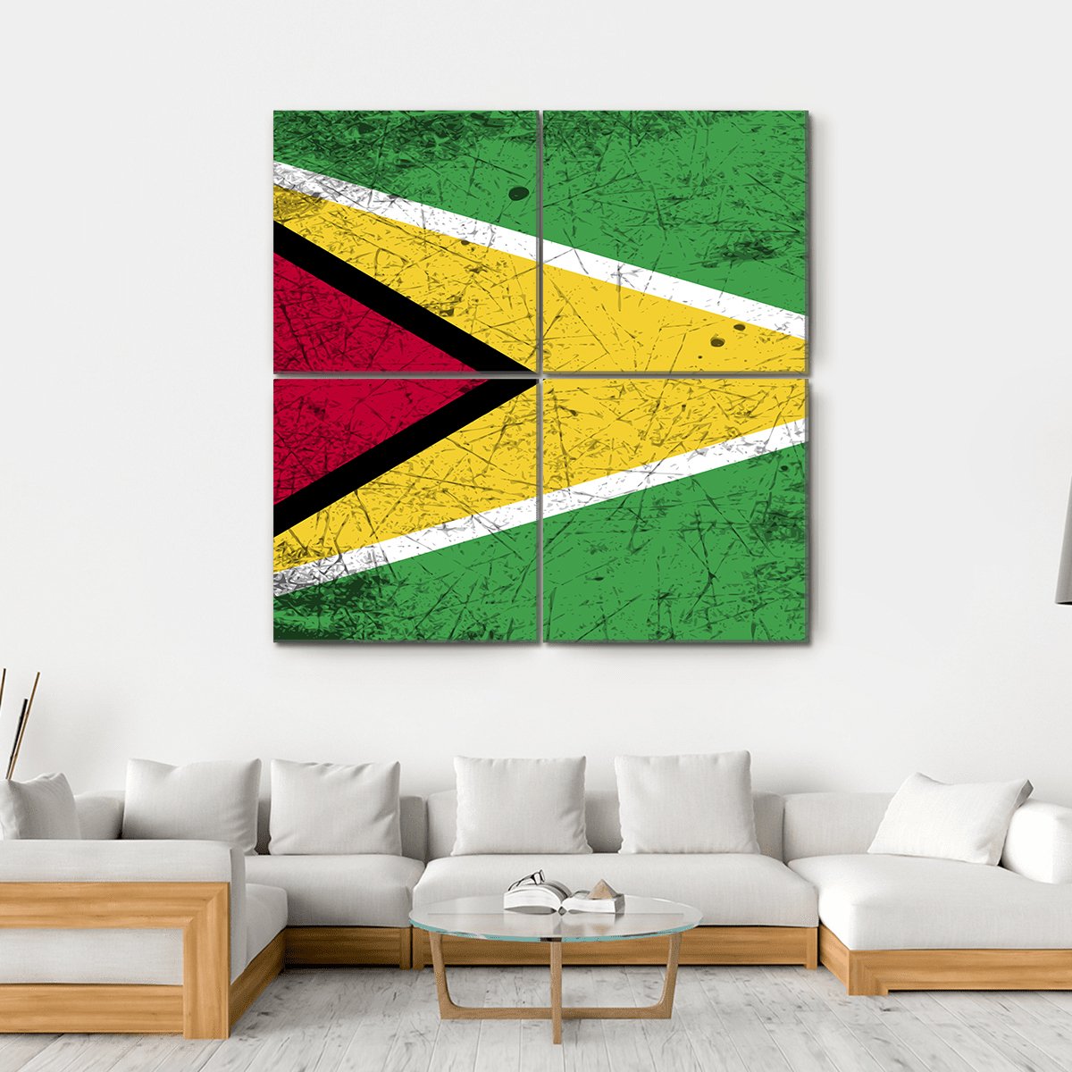 Flag Of Guyana Canvas Wall Art-4 Square-Gallery Wrap-17" x 17"-Tiaracle