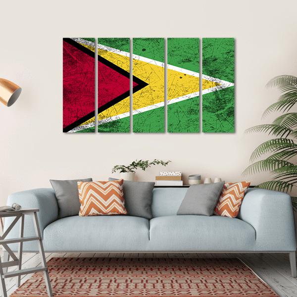 Flag Of Guyana Canvas Wall Art-5 Horizontal-Gallery Wrap-22" x 12"-Tiaracle