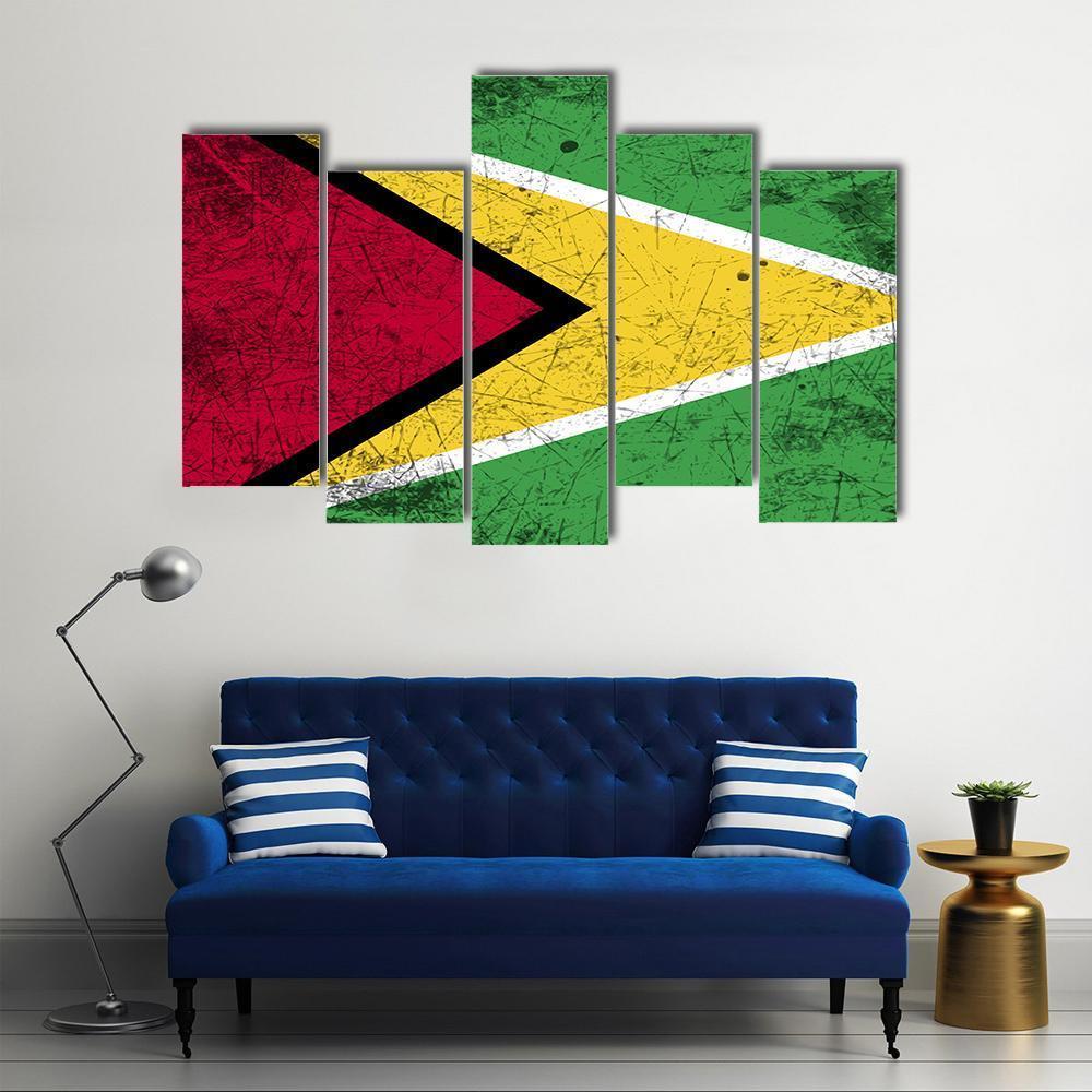 Flag Of Guyana Canvas Wall Art-5 Pop-Gallery Wrap-47" x 32"-Tiaracle