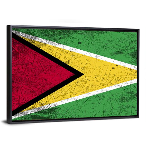 Flag Of Guyana Canvas Wall Art-3 Horizontal-Gallery Wrap-25" x 16"-Tiaracle